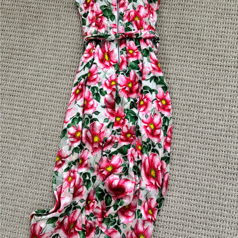 Floral Pink Midi Sundress with Tie Waist - Picture 9 of 9